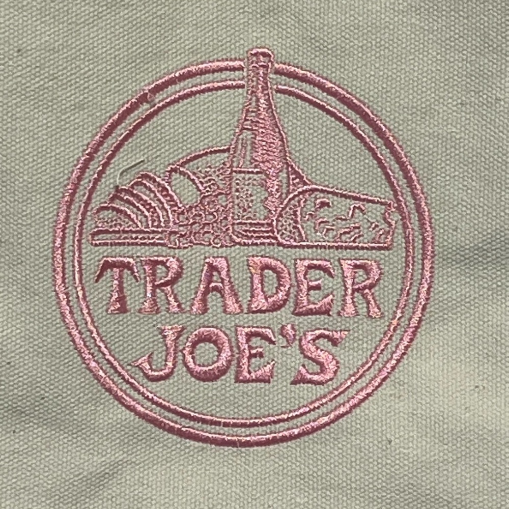 Trader Joe's Cream Lavender Purple LARGE Canvas Tote - Picture 2 of 5